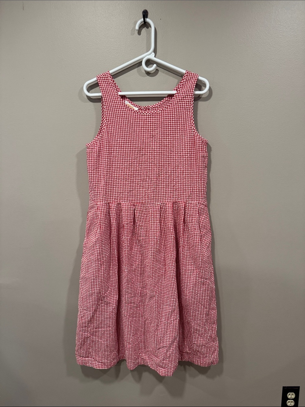 Talbots Pink and White Gingham Sleeveless Dress